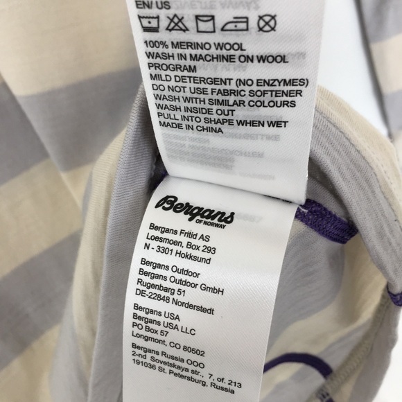 Wool Base Layer Quarter Zip Top Gray White Stripe Women’s S Bergans of Norway - Picture 8 of 12